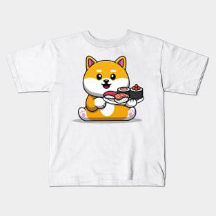 Cute Kawaii Cat with Sushi Kids T-Shirt